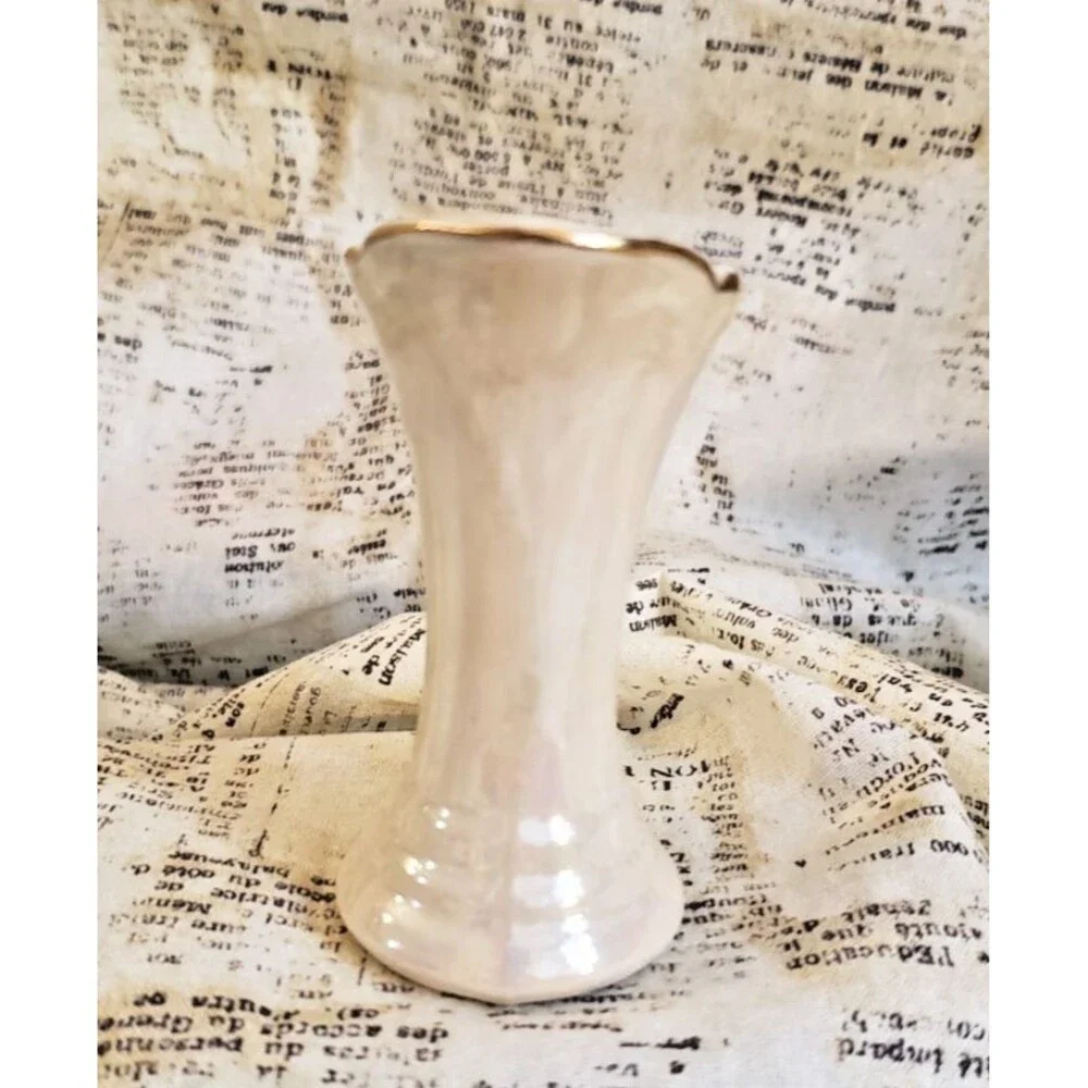 Elegant, Classic, Sophisticated  - Vintage Miniature White Pitcher w/ Gold Trim